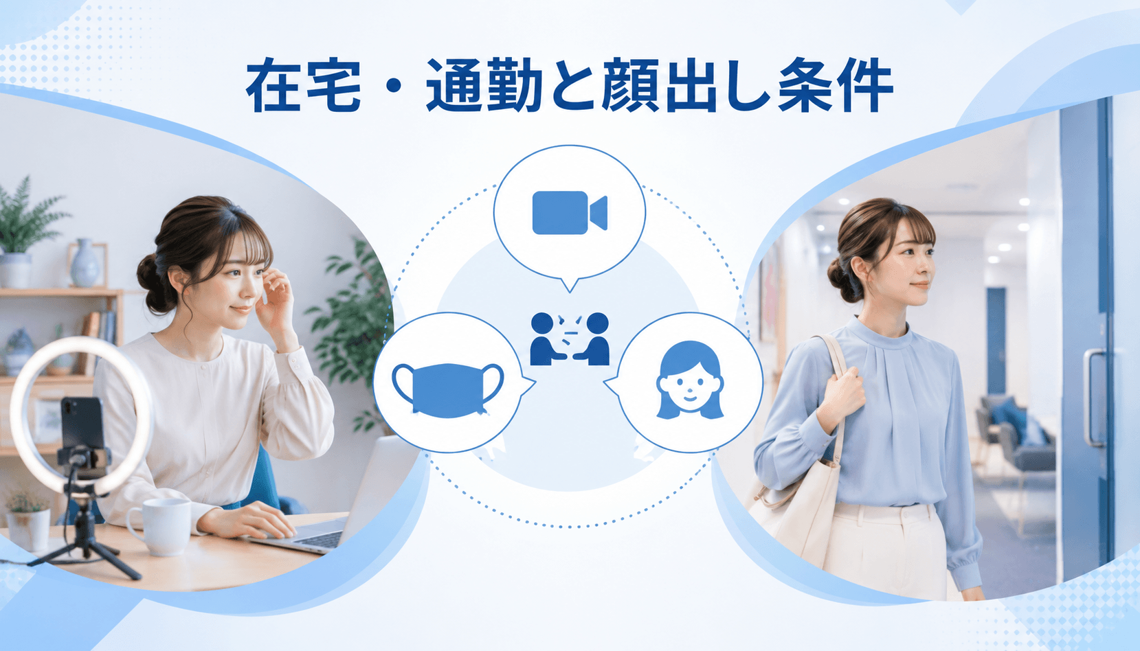 ライブでゴーゴー求人の在宅・通勤と顔出し条件を比較するイメージ