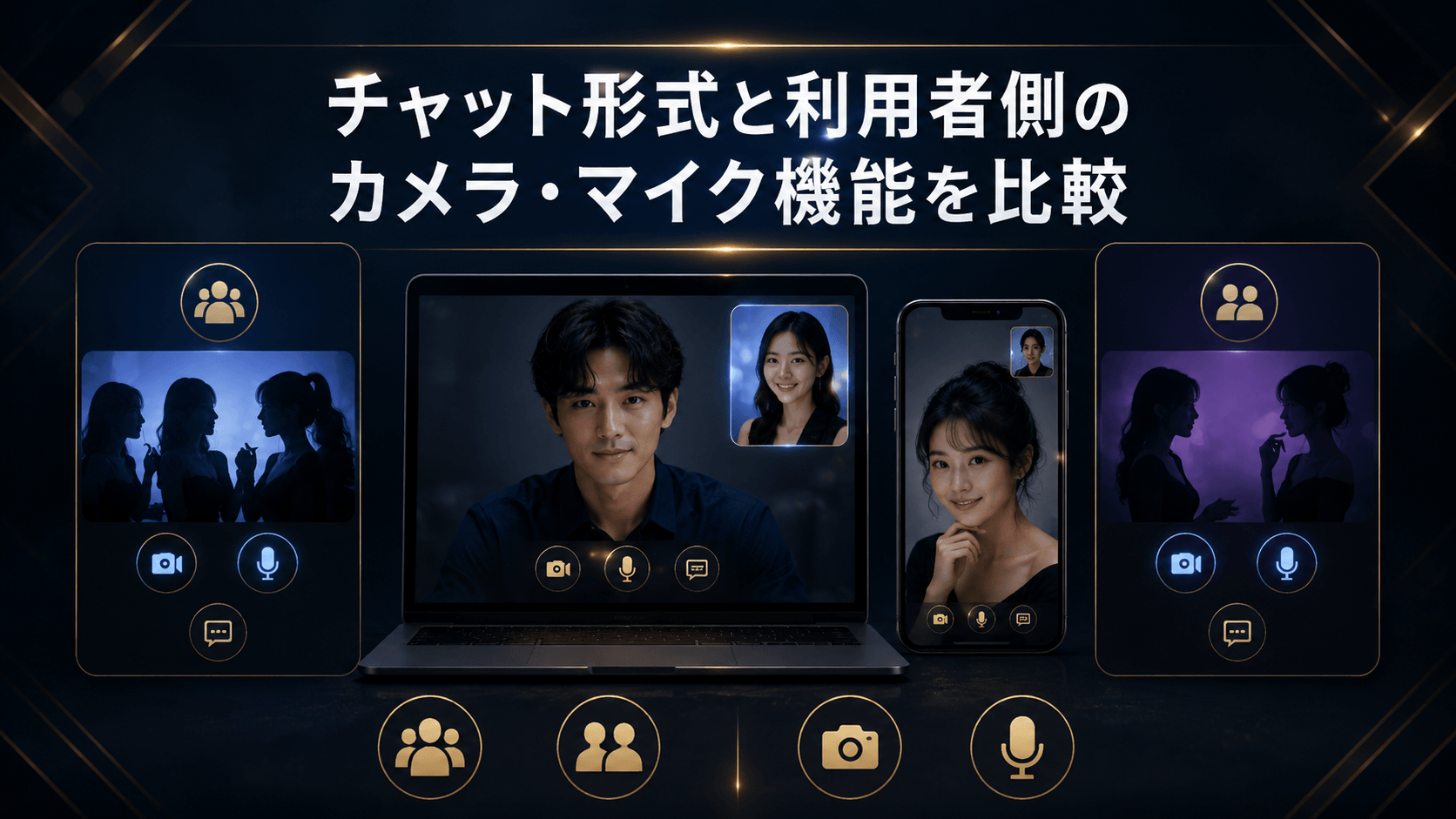 マダムライブとチャットピアのチャット形式とカメラ・マイク機能を比較