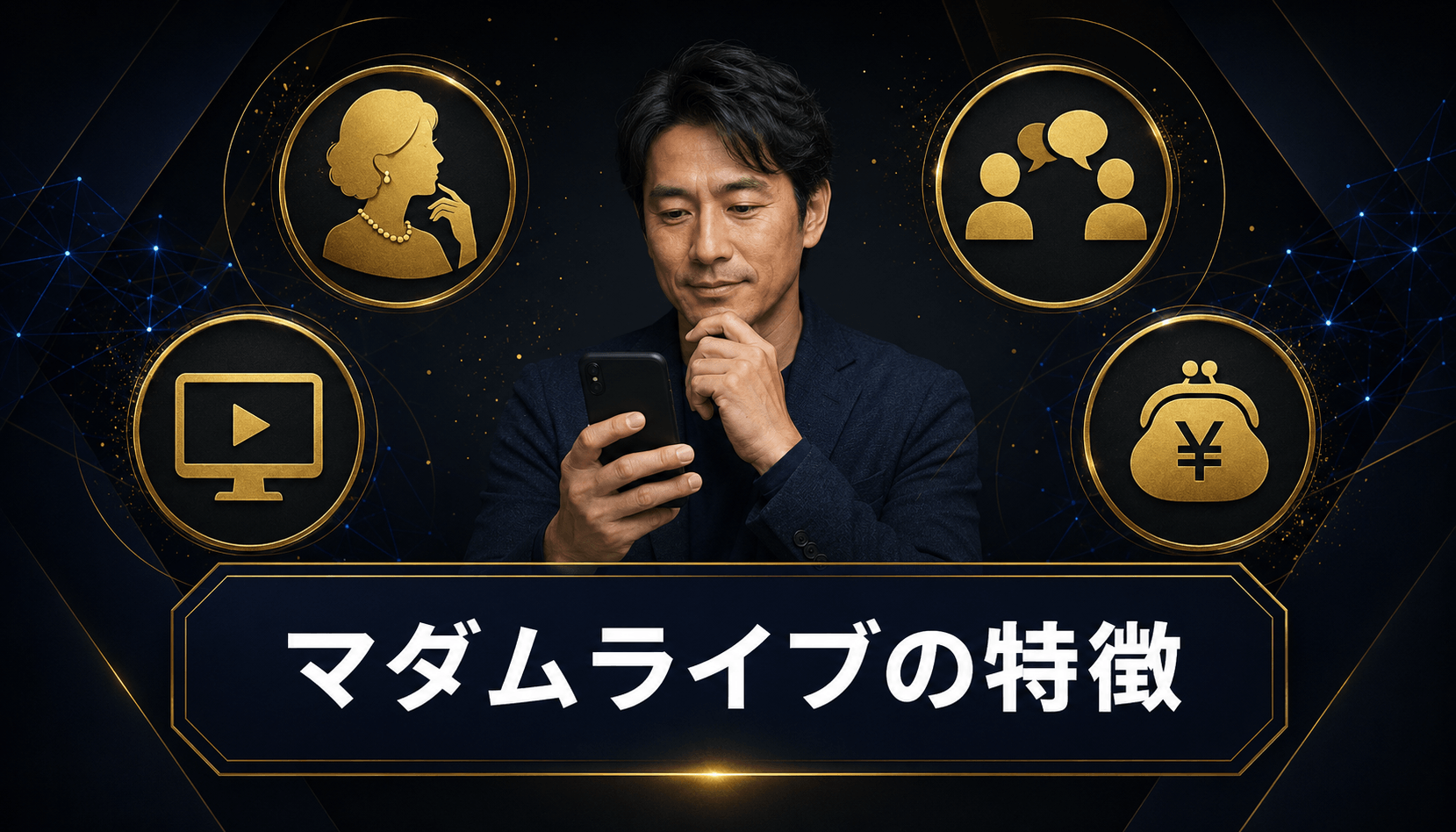 マダムライブの特徴を確認する男性のイメージ