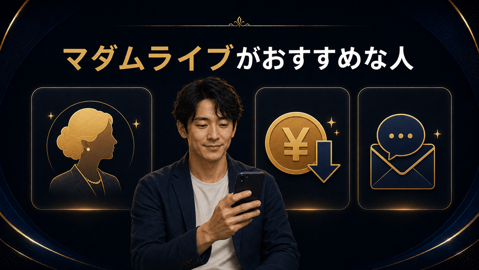 熟女・人妻やチャット料金の安さを重視する男性のイメージ