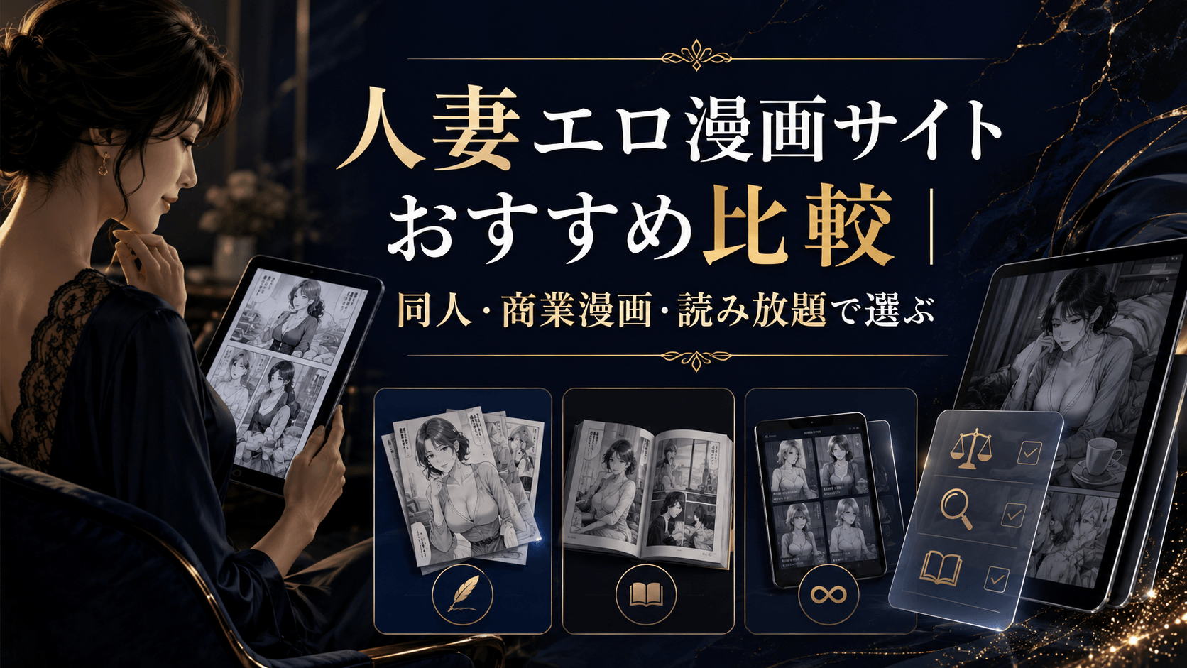 人妻エロ漫画サイトを同人・商業漫画・読み放題から比較する記事のアイキャッチ画像