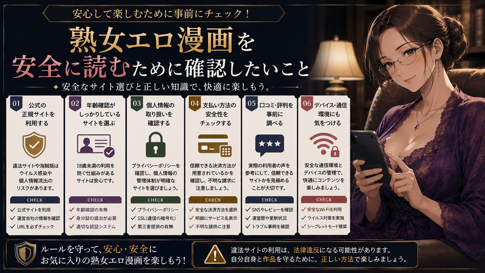 熟女エロ漫画を安全に読むために確認したいポイント