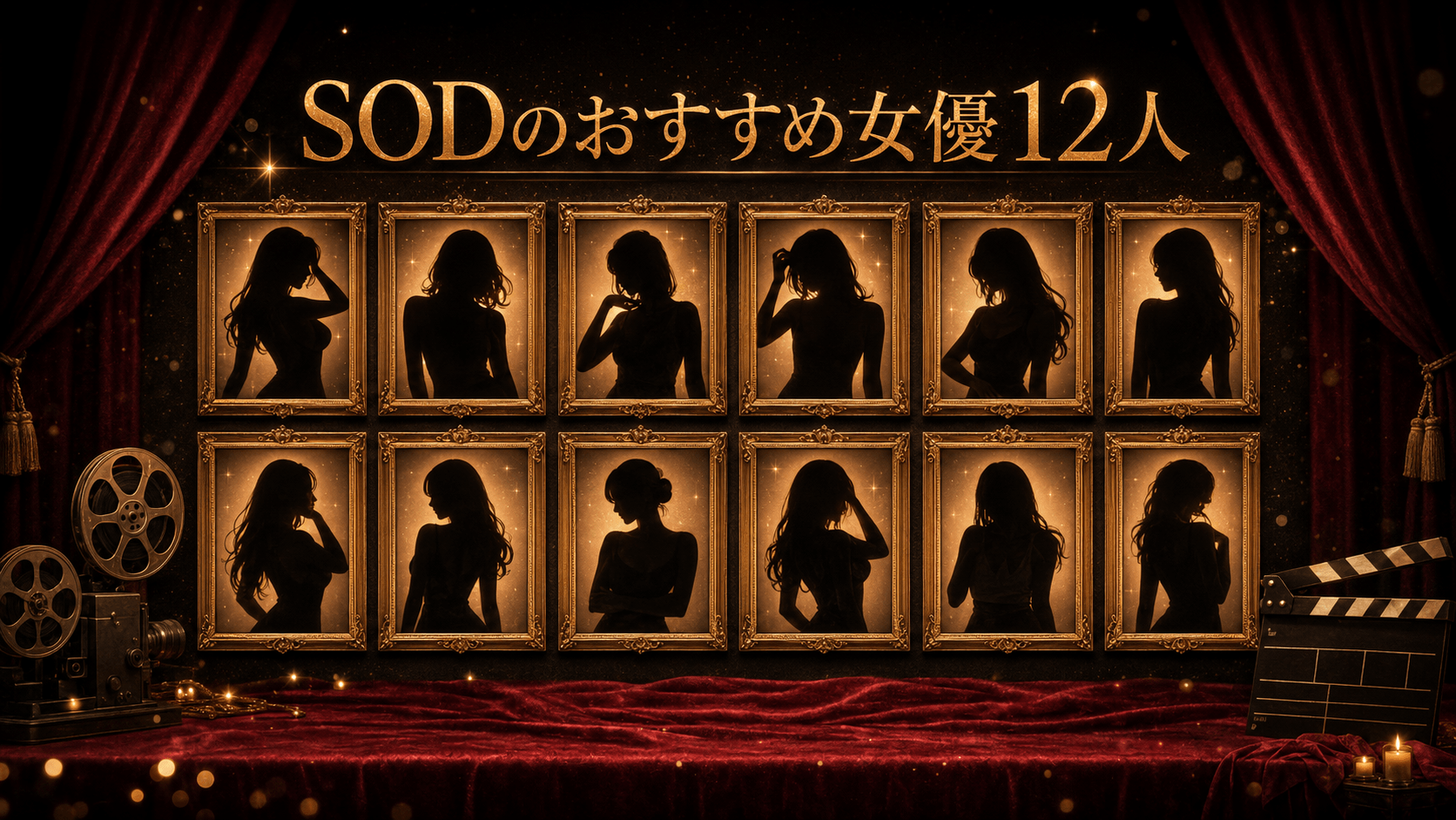 SODのおすすめ女優12人を人物シルエットで紹介する画像