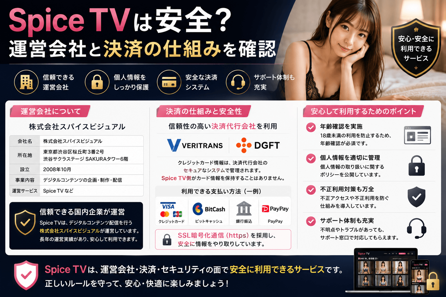 Spice TVの運営会社と決済の仕組みから安全性を確認