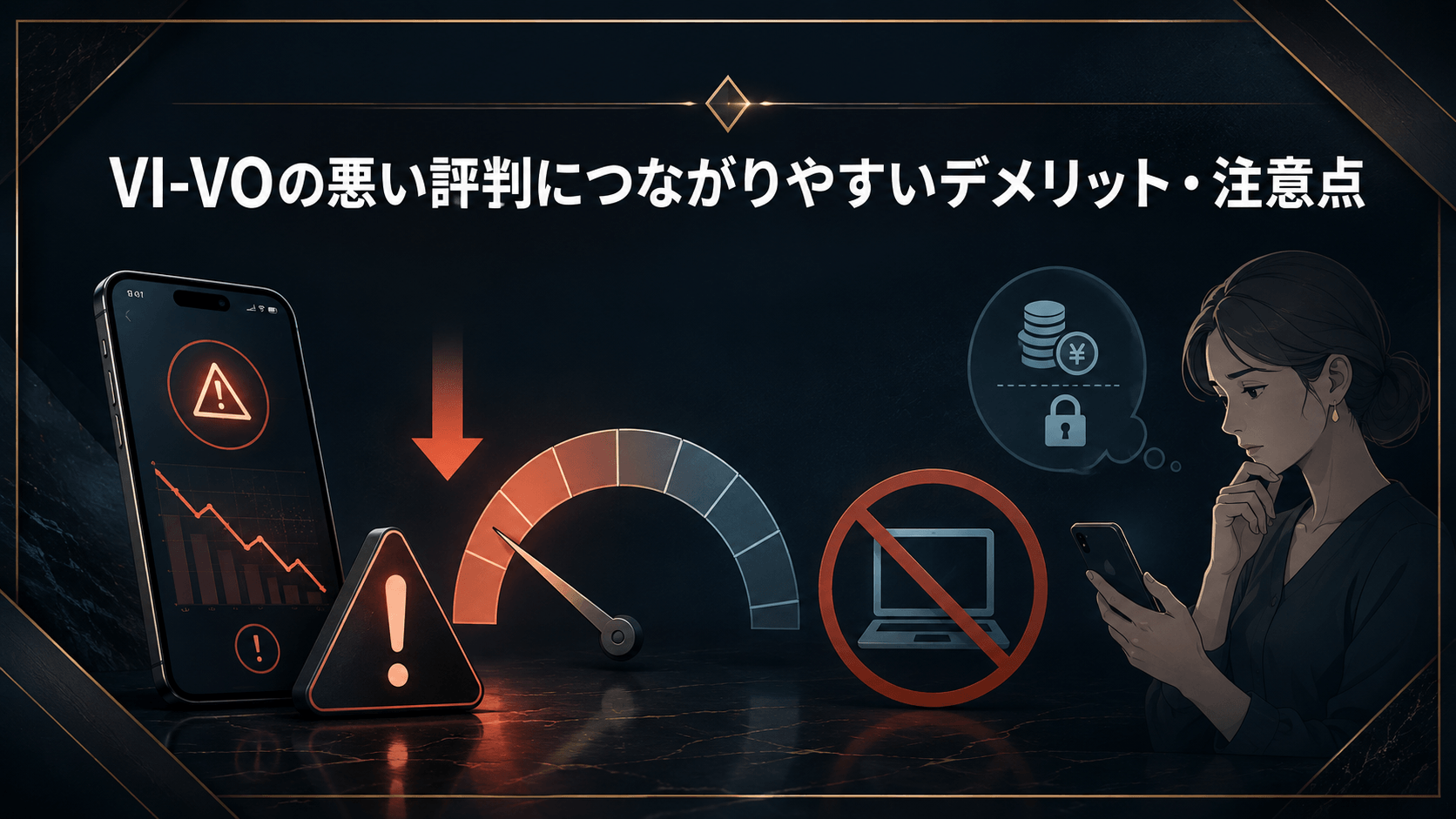 VI-VOのデメリットや利用前の注意点を表したイメージ