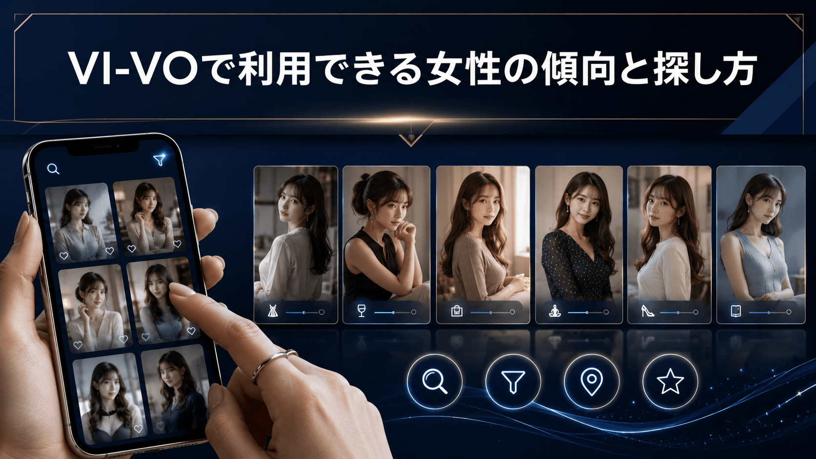 VI-VOでプロフィールを見ながら女性を探す方法を表したイメージ