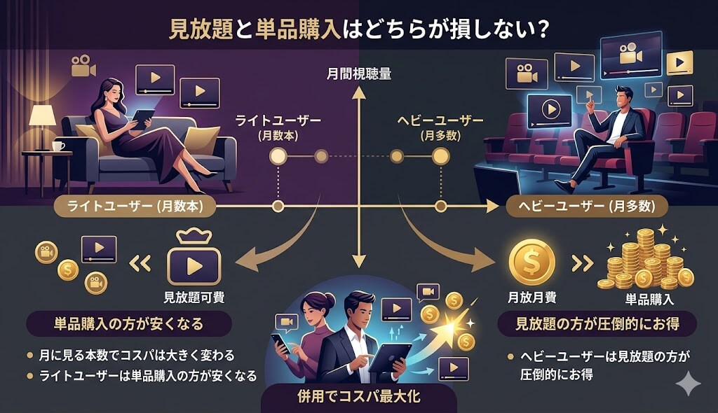 見放題と単品購入はどちらが損しない?利用頻度から導く最適解