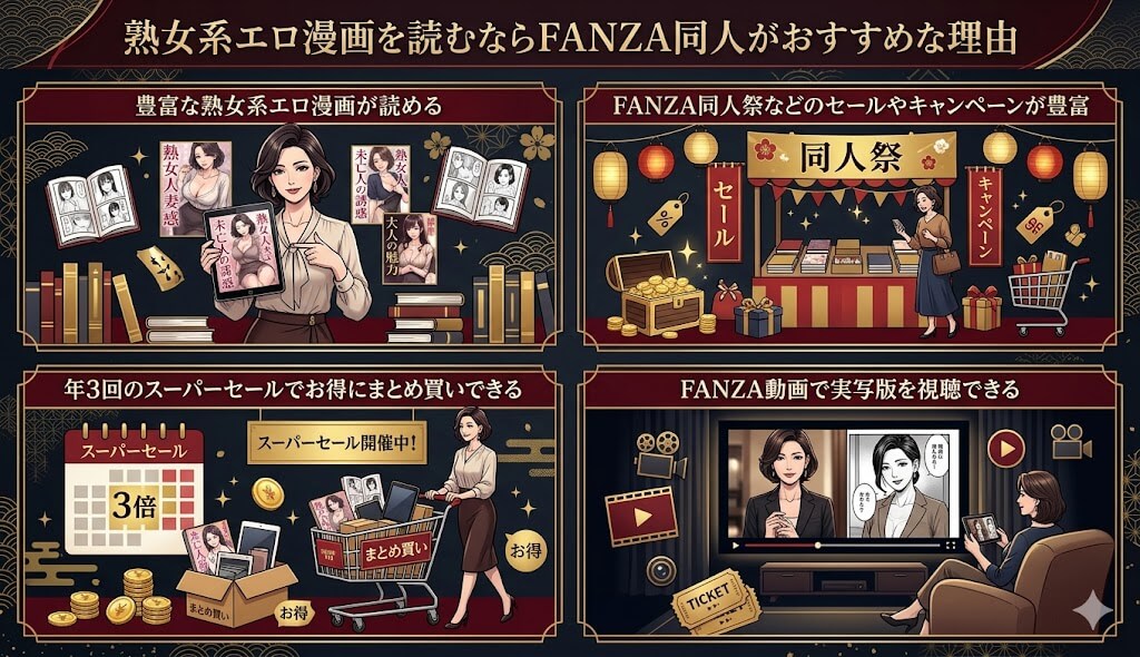 熟女系エロ漫画を読むならFANZA同人がおすすめな理由